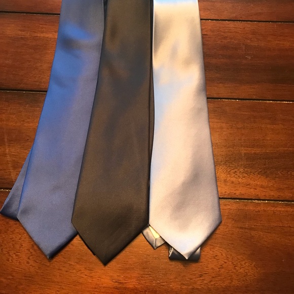 3 Men’s X-Long Blue Ties - Navy Steel Royal Blue